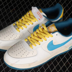 Nike Air Force 1 07 Low White Blue Yellow Shoes Sneakers