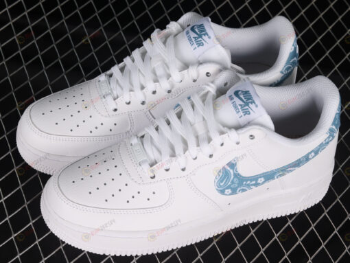 Nike Air Force 1 Low '07 Essential White Blue Paisley Shoes Sneakers