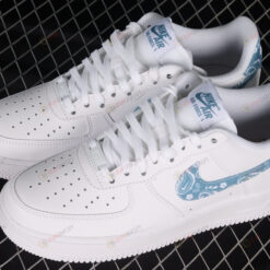 Nike Air Force 1 Low '07 Essential White Blue Paisley Shoes Sneakers