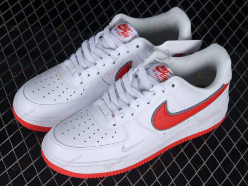 Nike Air Force 1 White Habanero Red Mini Swoosh Shoes Sneakers