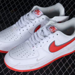 Nike Air Force 1 White Habanero Red Mini Swoosh Shoes Sneakers