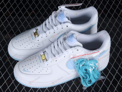 Nike Air Force 1'07 Low Swoosh White Ice Blue Shoes Sneakers