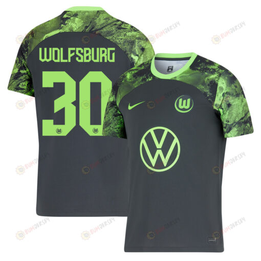 Niklas Klinger 30 VfL Wolfsburg 2023-24 Away Men Jersey - Black