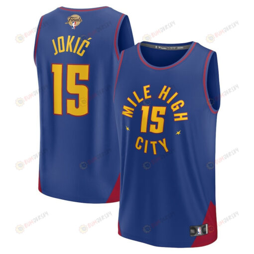 Nikola Jokic 15 Denver Nuggets 2023 Finals Fast Break Jersey - Statement Edition - Blue