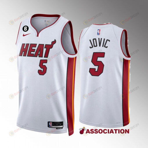 Nikola Jovic 5 2022-23 Miami Heat White Association Edition Jersey NO.6 Patch