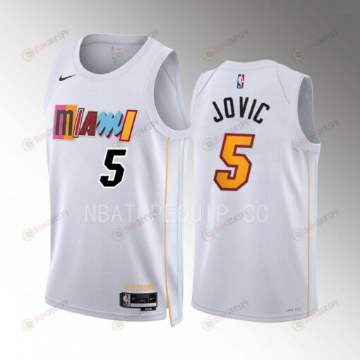 Nikola Jovic 5 Miami Heat 2022-23 City Edition White Jersey Mashup Vol.2