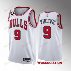 Nikola Vucevic 9 Chicago Bulls White Men Jersey 2022-23 Association Edition NO.6 Patch