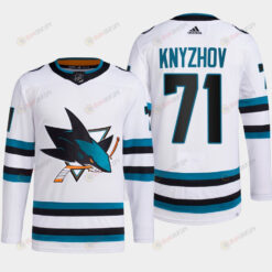 Nikolai Knyzhov 71 San Jose Sharks White Jersey 2022-23 Away Primegreen