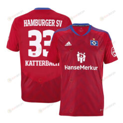 Noah Katterbach 33 Hamburger SV II 2022-23 Third Jersey - Red