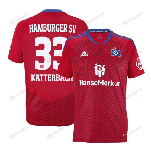 Noah Katterbach 33 Hamburger SV II 2022-23 Third Jersey - Red