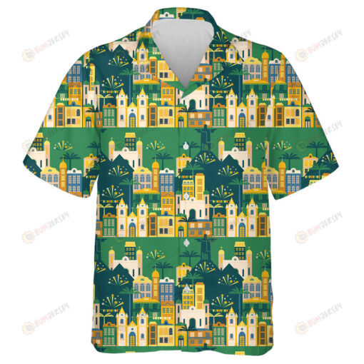 Noisy American City In The Independence Day Illustraion Hawaiian Shirt