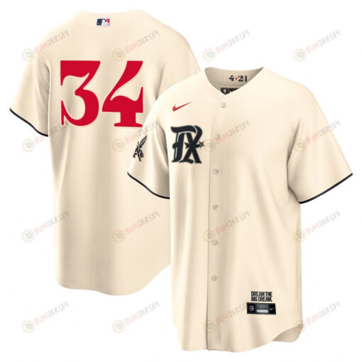 Nolan Ryan 34 Texas Rangers 2023 City Connect Cool Base Game Jersey - Cream