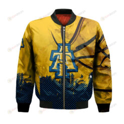 North Carolina A_T Aggies Bomber Jacket 3D Printed Basketball Net Grunge Pattern