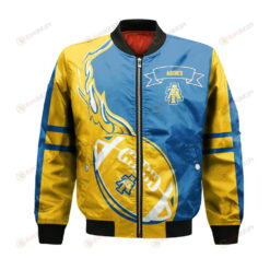 North Carolina A_T Aggies Bomber Jacket 3D Printed Flame Ball Pattern