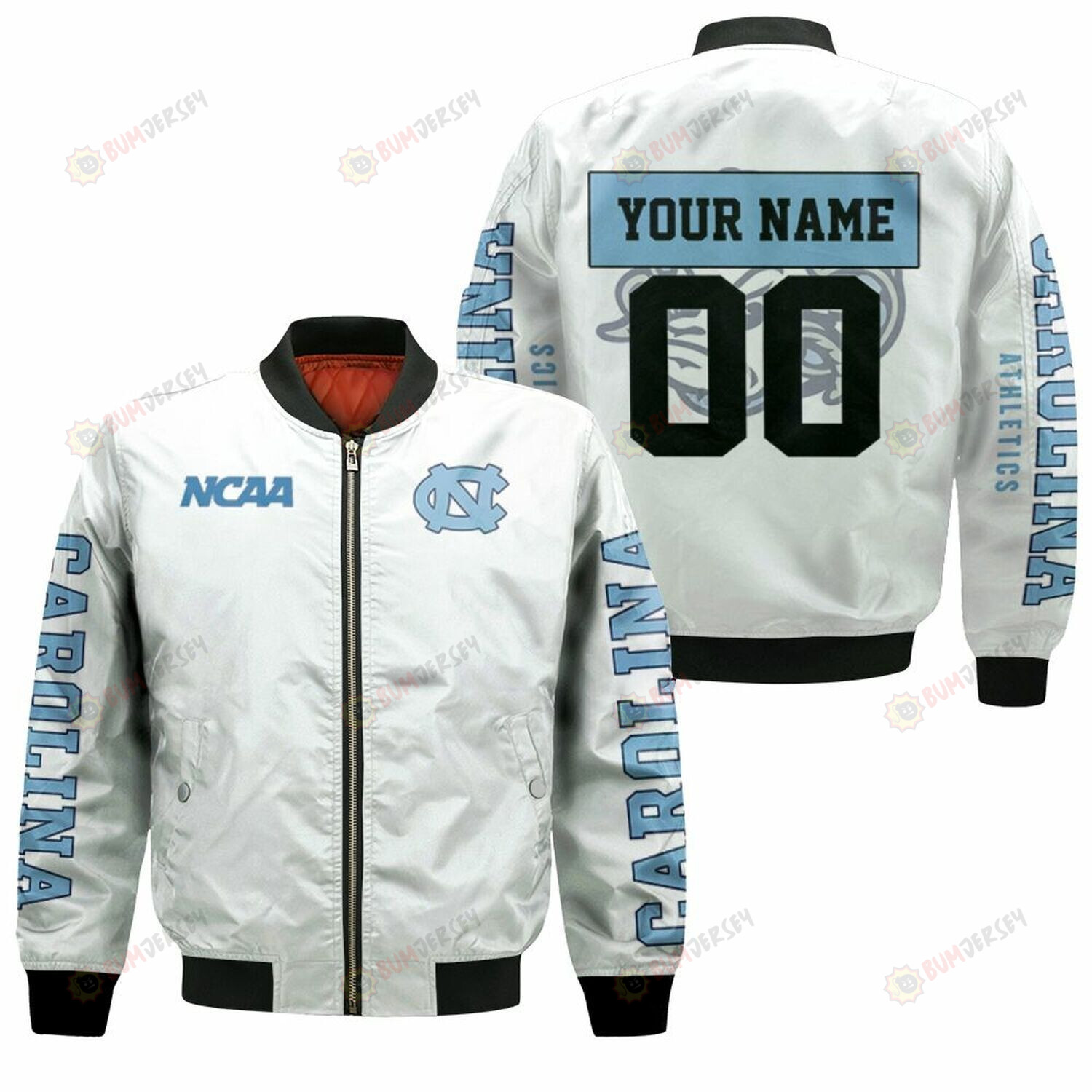 North Carolina Tar Heels 3D Customized Name Pattern Bomber Jacket