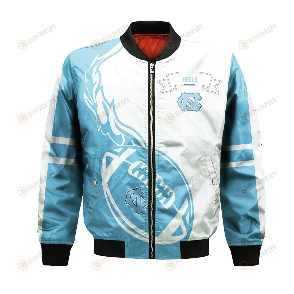 North Carolina Tar Heels Bomber Jacket 3D Printed Flame Ball Pattern