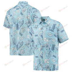 North Carolina Tar Heels Carolina Blue Vintage Floral Button-Up Hawaiian Shirt