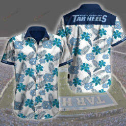 North Carolina Tar Heels Logo Curved Hawaiian Shirt With Floral Pattern