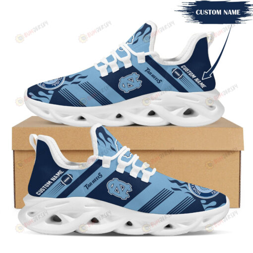 North Carolina Tar Heels Logo Custom Name Pattern 3D Max Soul Sneaker Shoes In Blue