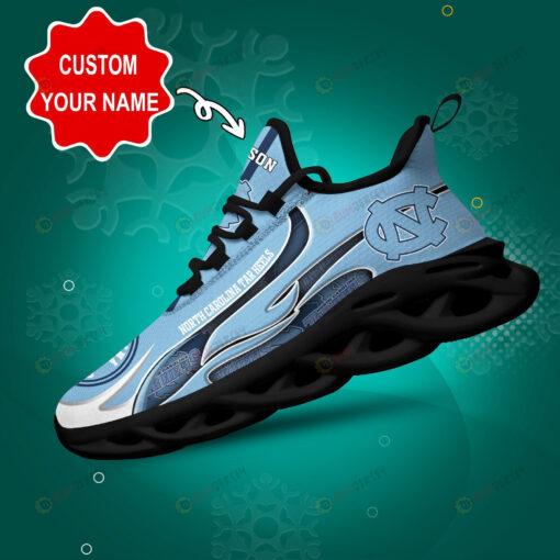 North Carolina Tar Heels Logo Unique Pattern Custom Name 3D Max Soul Sneaker Shoes