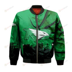 North Dakota Fighting Hawks Bomber Jacket 3D Printed Basketball Net Grunge Pattern