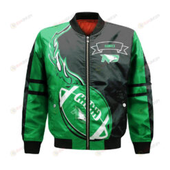 North Dakota Fighting Hawks Bomber Jacket 3D Printed Flame Ball Pattern