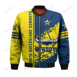 North Queensland Cowboys Bomber Jacket 3D Printed Logo Pattern In Team Colours