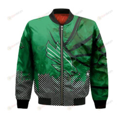 North Texas Mean Green Bomber Jacket 3D Printed Basketball Net Grunge Pattern