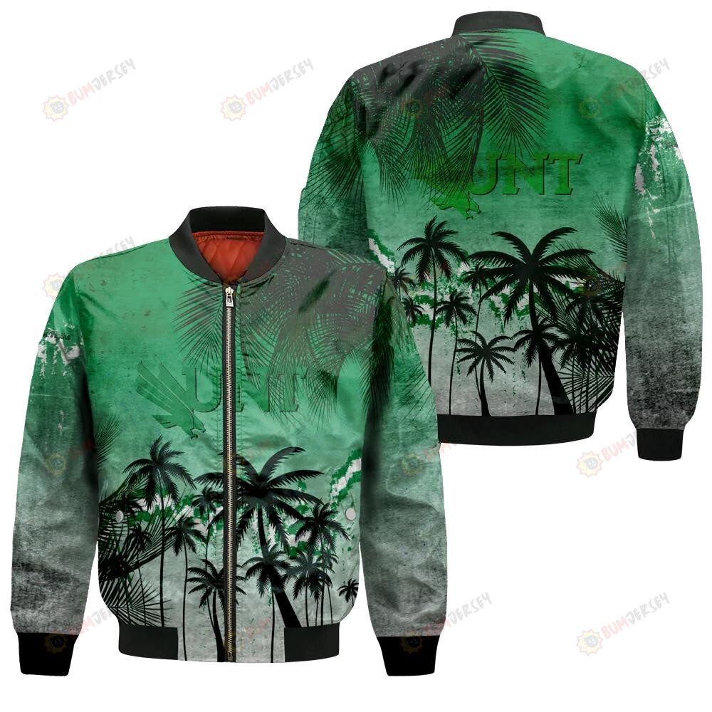North Texas Mean Green Bomber Jacket 3D Printed Coconut Tree Tropical Grunge