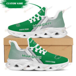 North Texas Mean Green Logo Custom Name Pattern 3D Max Soul Sneaker Shoes In Green
