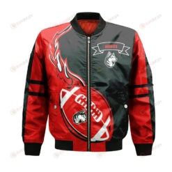 Northeastern Huskies Bomber Jacket 3D Printed Flame Ball Pattern