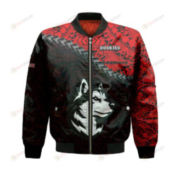 Northeastern Huskies Bomber Jacket 3D Printed Grunge Polynesian Tattoo