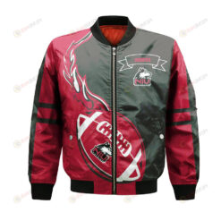 Northern Illinois Huskies Bomber Jacket 3D Printed Flame Ball Pattern