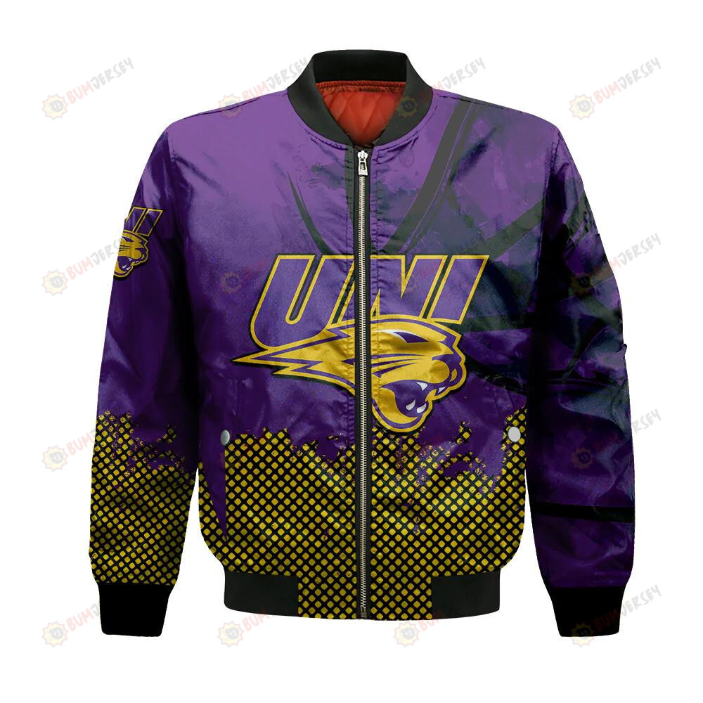 Northern Iowa Panthers Bomber Jacket 3D Printed Basketball Net Grunge Pattern