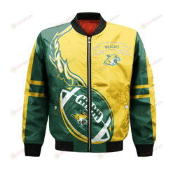 Northern Michigan Wildcats Bomber Jacket 3D Printed Flame Ball Pattern
