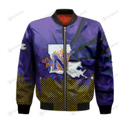 Northwestern State Demons Bomber Jacket 3D Printed Basketball Net Grunge Pattern