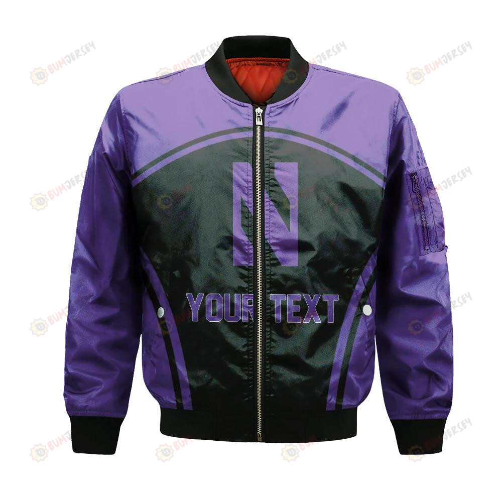 Northwestern Wildcats Bomber Jacket 3D Printed Custom Text And Number Curve Style Sport