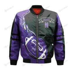 Northwestern Wildcats Bomber Jacket 3D Printed Flame Ball Pattern