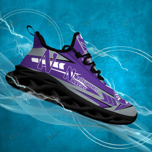 Northwestern Wildcats Logo Pattern 3D Max Soul Sneaker Shoes In Purple Gray