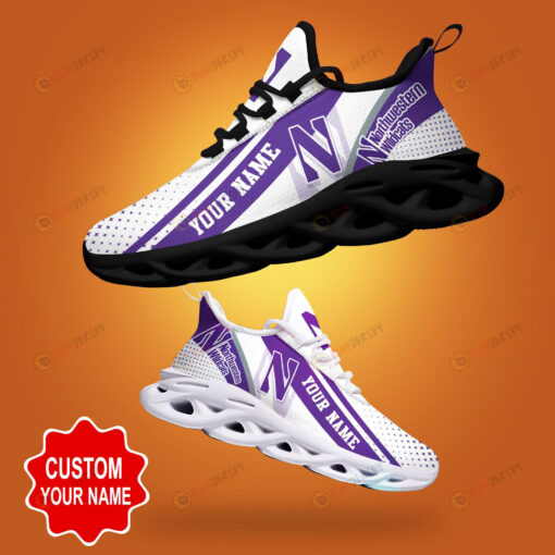 Northwestern Wildcats Shadow Logo Polka Dot Pattern Custom Name 3D Max Soul Sneaker Shoes