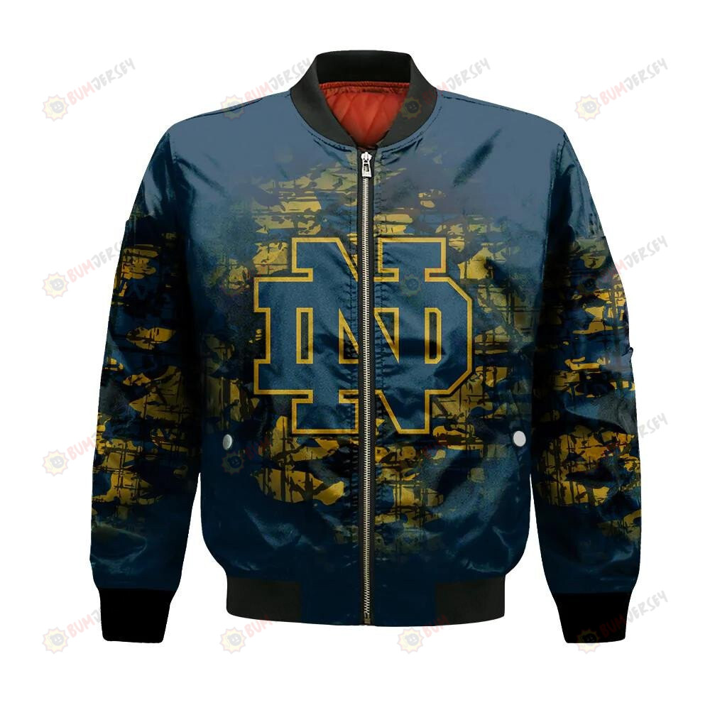 Notre Dame Fighting Irish Bomber Jacket 3D Printed Camouflage Vintage