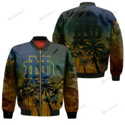 Notre Dame Fighting Irish Bomber Jacket 3D Printed Coconut Tree Tropical Grunge