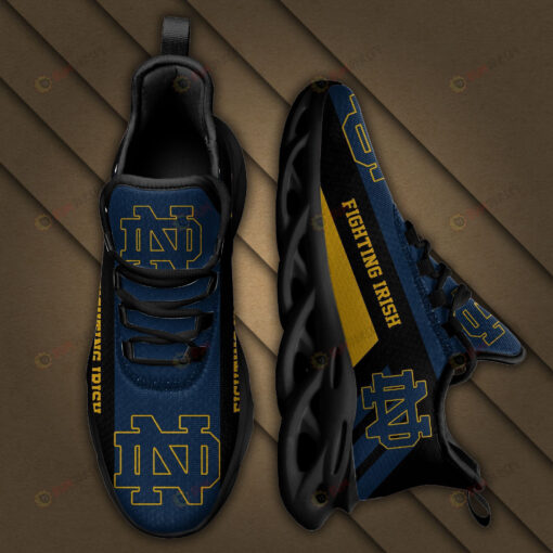 Notre Dame Fighting Irish Logo Black Stripe Pattern 3D Max Soul Sneaker Shoes In Navy Blue