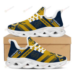 Notre Dame Fighting Irish Logo Custom Name Pattern 3D Max Soul Sneaker Shoes In Blue And Yellow