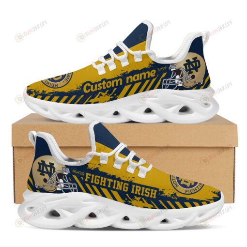 Notre Dame Fighting Irish Logo Helmet And Stripe Pattern Custom Name 3D Max Soul Sneaker Shoes