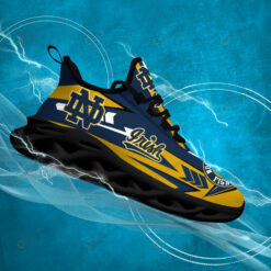 Notre Dame Fighting Irish Logo Pattern 3D Max Soul Sneaker Shoes In Blue Yellow