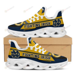 Notre Dame Fighting Irish Logo Pattern Custom Name 3D Max Soul Sneaker Shoes In Blue Navy Yellow