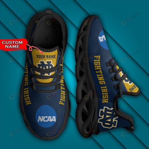 Notre Dame Fighting Irish Logo Text Pattern Custom Name 3D Max Soul Sneaker Shoes