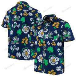 Notre Dame Fighting Irish Navy Floral Button-Up Hawaiian Shirt