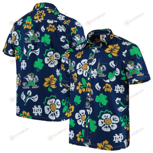 Notre Dame Fighting Irish Navy Floral Button-Up Hawaiian Shirt